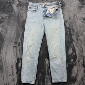Levi's Wedgie Straight Jeans Womens 26 Blue Light Wash High Rise Button Fly